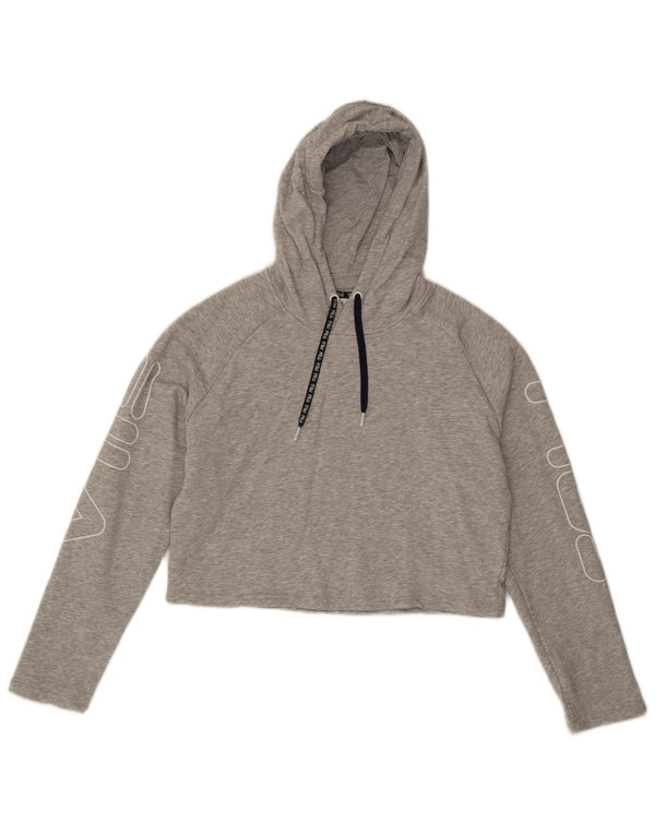 Fila - Jersey con capucha para mujer, diseño gráfico, talla 6, XS, algodón moteado gris