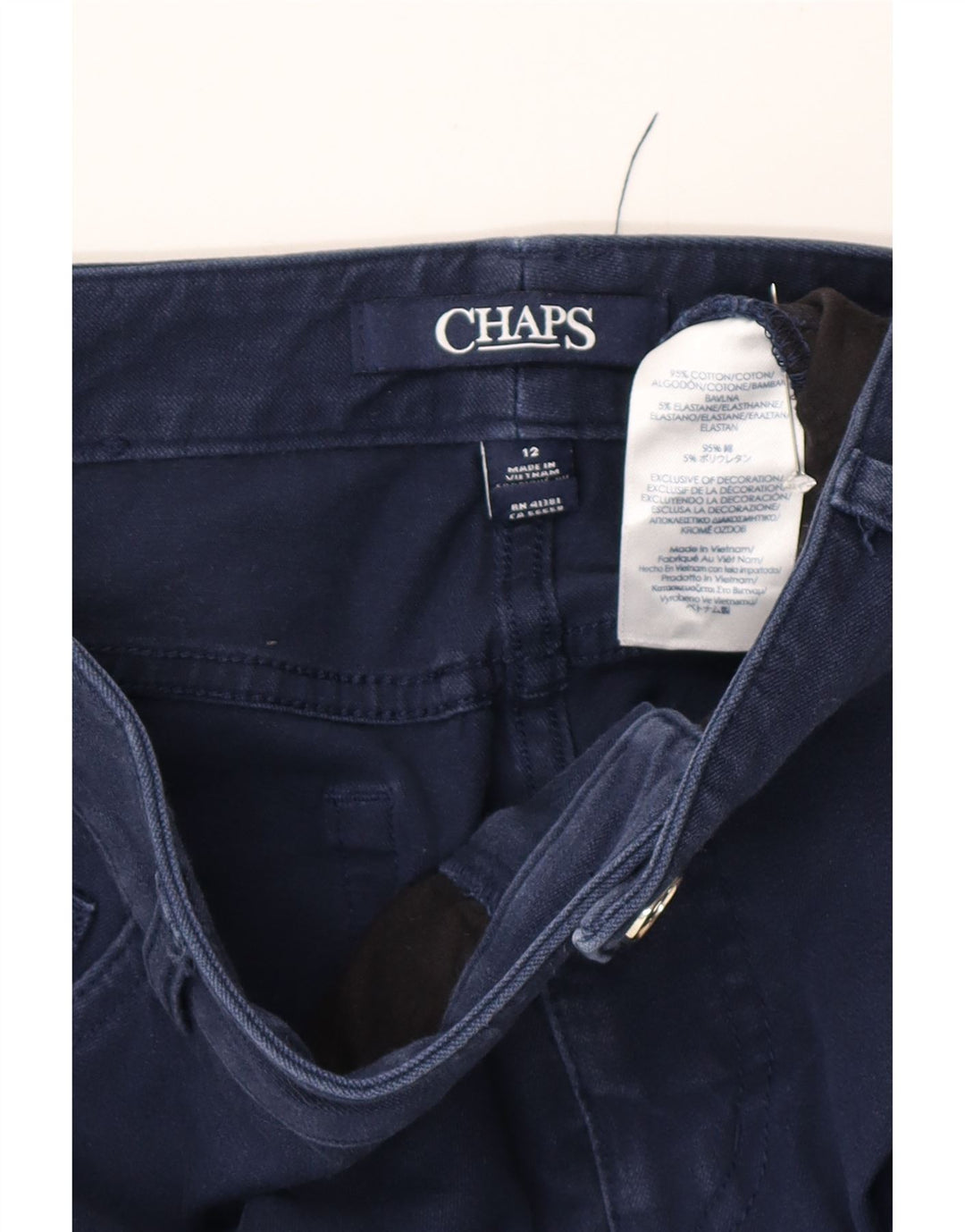 Chaps Jeans rectos para mujer US 12 grande W32 L28 azul marino algodón
