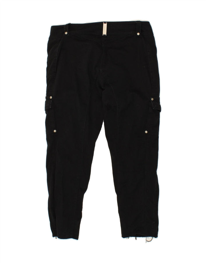 BYBLOS Womens Tapered Crop Cargo Trousers W32 L24  Black Vintage Byblos and Second-Hand Byblos from Messina Hembry 