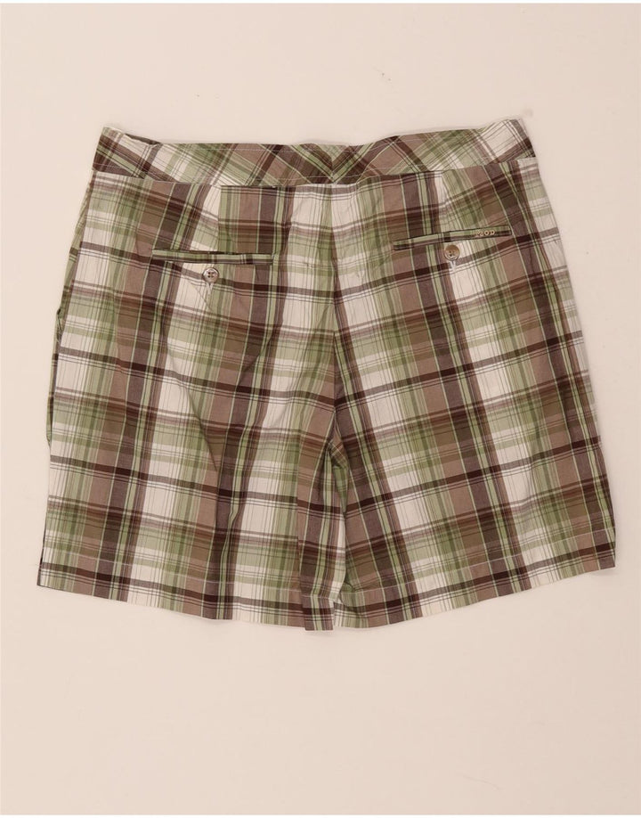 IZOD Pantalones cortos chinos para mujer US 8 Medium W32 Caqui Check Cotton