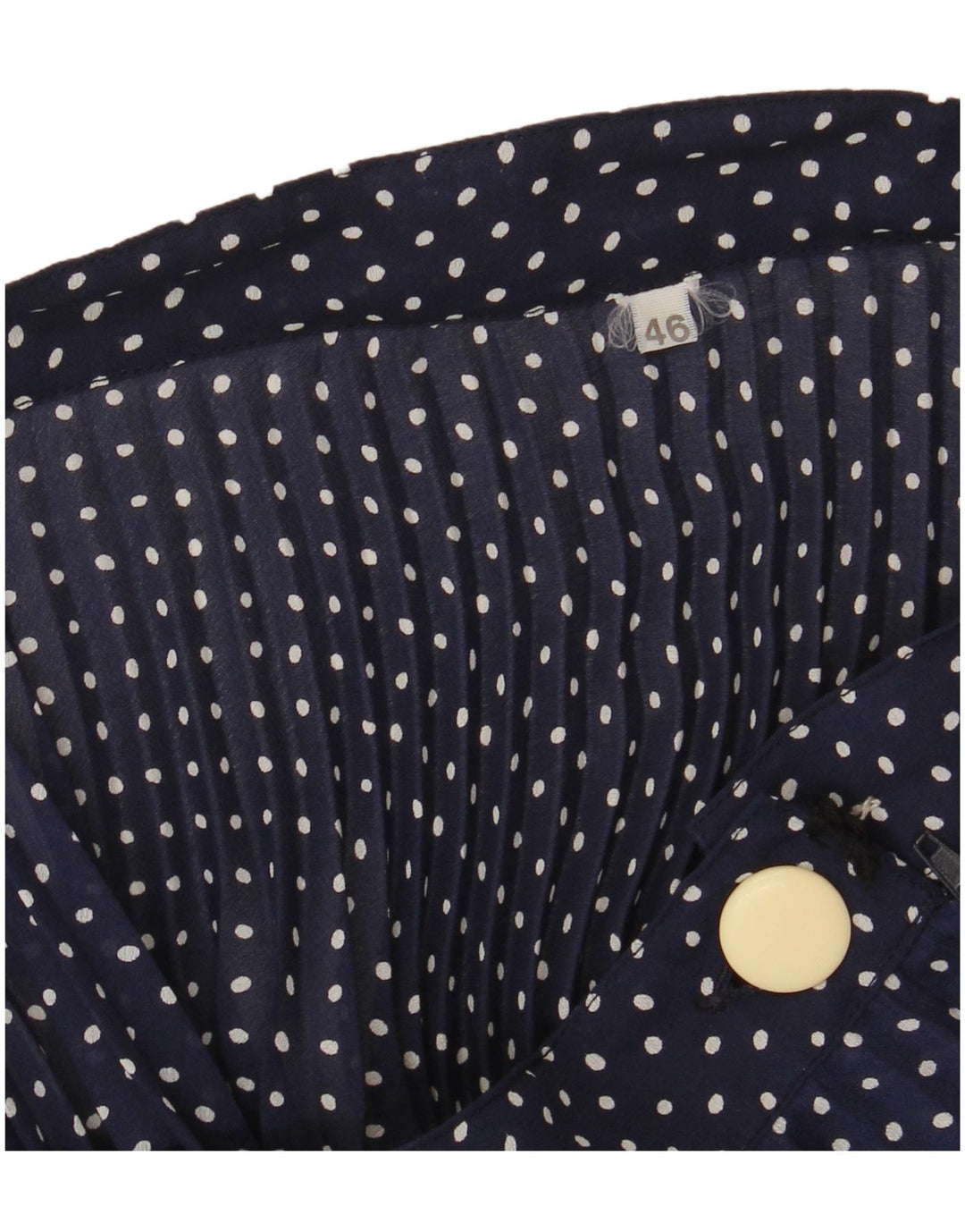 VINTAGE Falda acampanada para mujer IT 46 Grande W30 Lunares azul marino