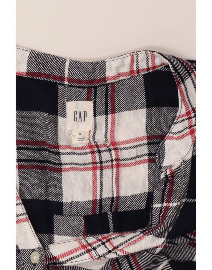 Gap Camisa tipo pulóver de manga corta para mujer UK 10 Small Black Plaid Viscosa