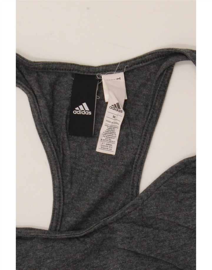 Adidas Mujer Gráfico Chaleco Top Reino Unido 12 Algodón Gris Medio