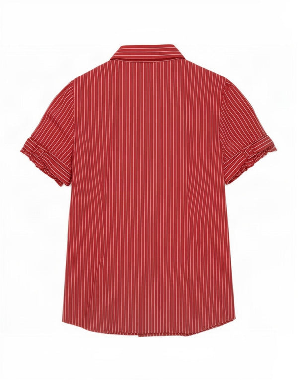 Benetton Camisa De Manga Corta Mujer ES 44 Mediano Rojo Raya Pintada
