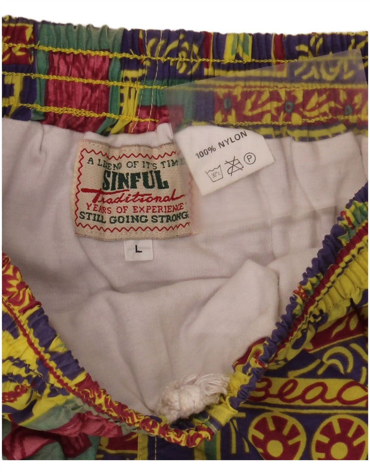 Sinful Pantalones cortos deportivos con gráficos para hombre, talla grande, multicolor, hawaiano