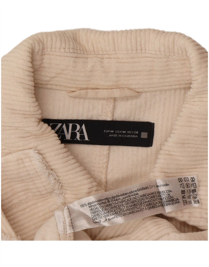 Zara Mujer Abrigo De Pana Reino Unido 12 Medio Off White Algodón