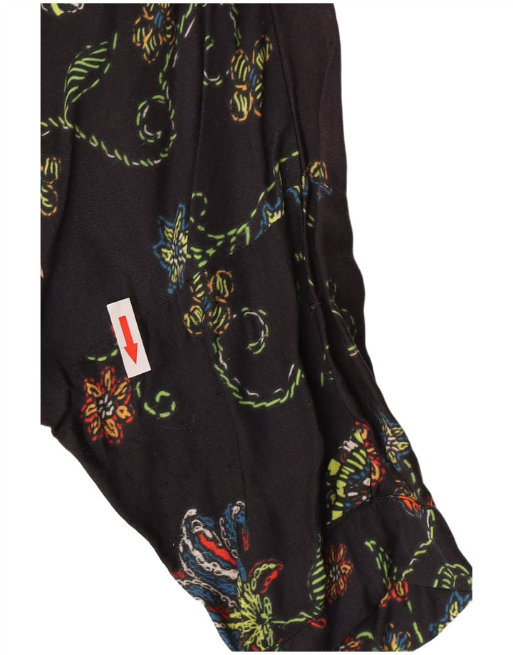Desigual Mujer Túnica Top Reino Unido 12 Mediano Negro Floral