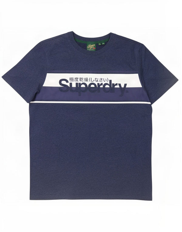 Superdry Camiseta gráfica para hombre Top 2XL Algodón color block azul