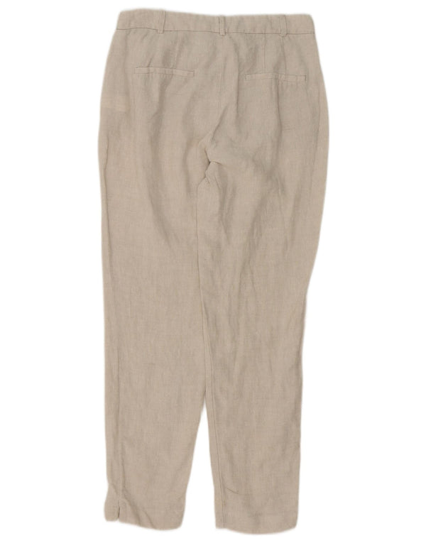 Zara Mujer Pantalón Chino Slim EU 34 2XS W24 L26 Lino Beige