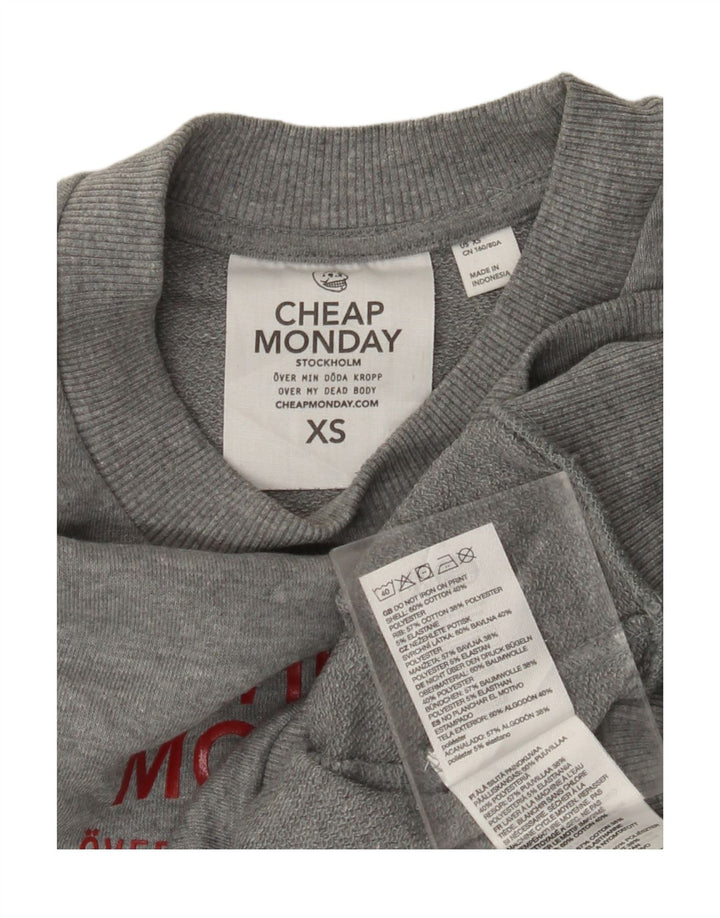 CHEAP MONDAY Womens Oversized Sweatshirt Jumper UK 6 XS Grey Flecked