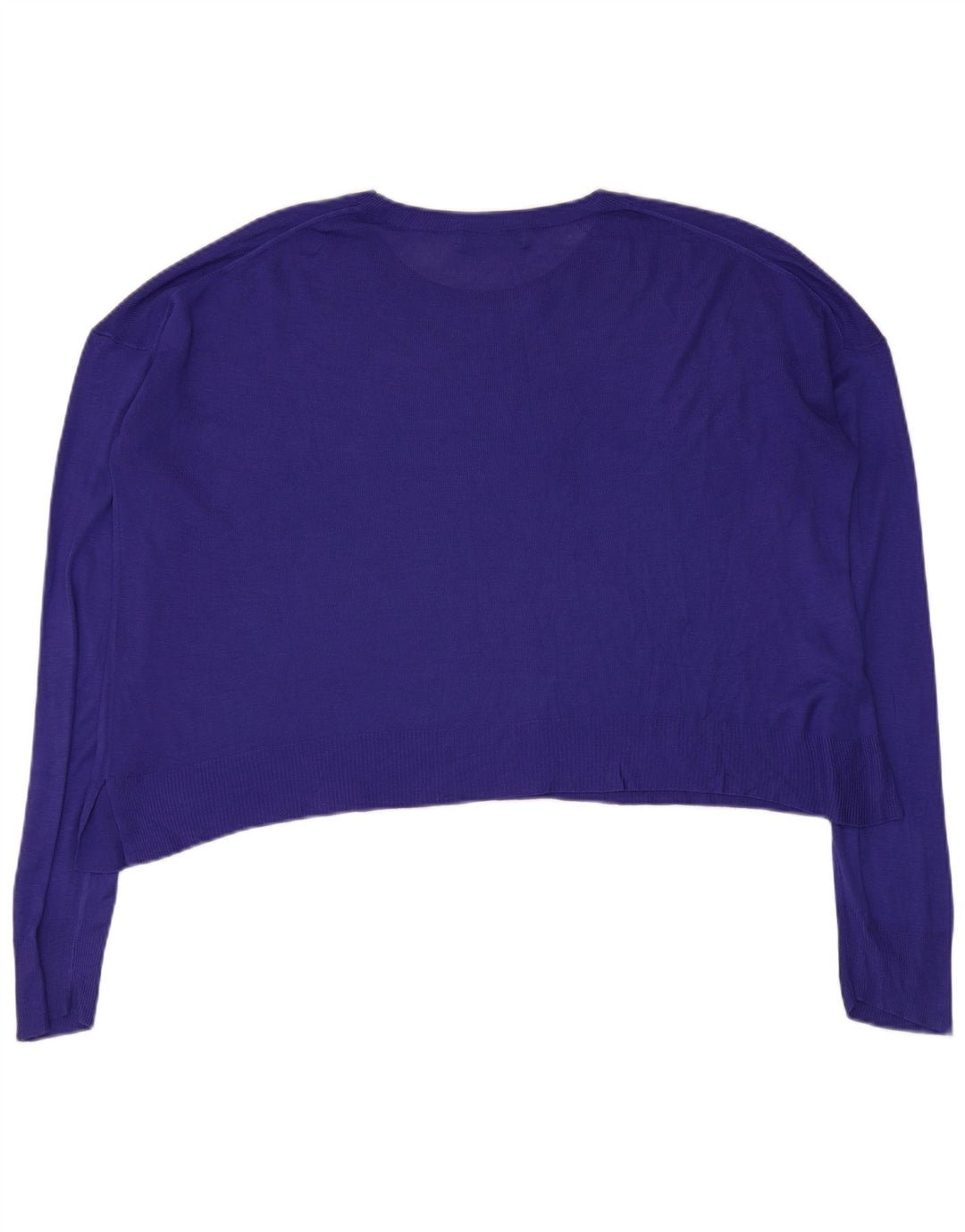 Zara Mujer Crop Jersey De Cuello Redondo De Gran Tamaño UK 44 Medio Púrpura