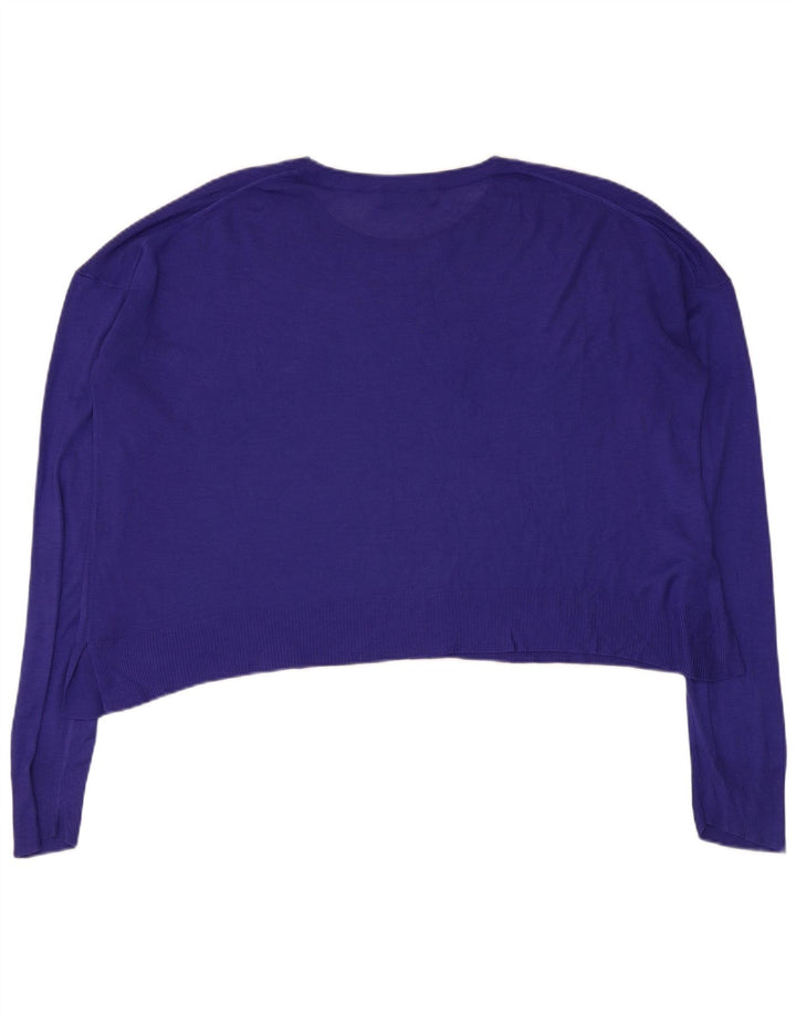 Zara Mujer Crop Jersey De Cuello Redondo De Gran Tamaño UK 44 Medio Púrpura
