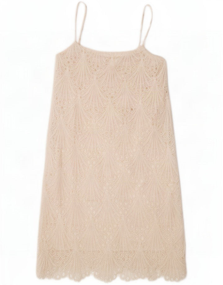 Zara Vestido de verano para mujer ES 8 Pequeño Poliéster floral blanco