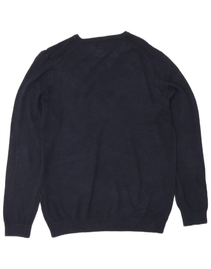 Zara Hombre Jersey Con Cuello En V Jersey Small Azul Marino Viscosa Clásico