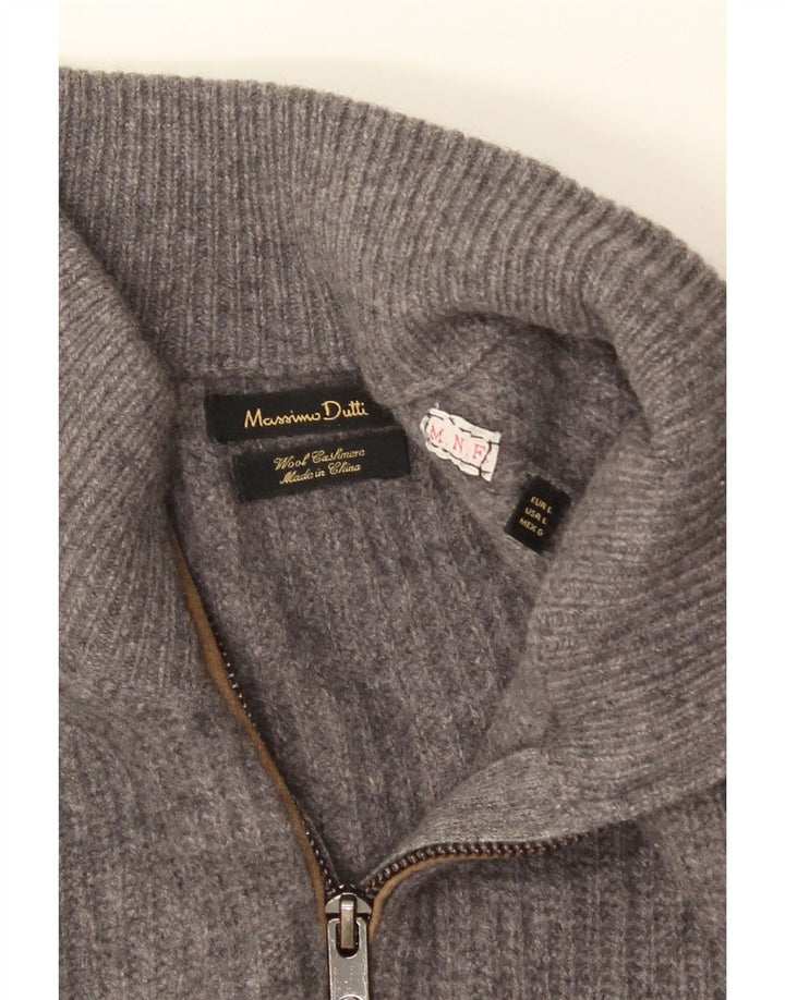 MASSIMO DUTTI Jersey Cárdigan Hombre Large Lana Gris