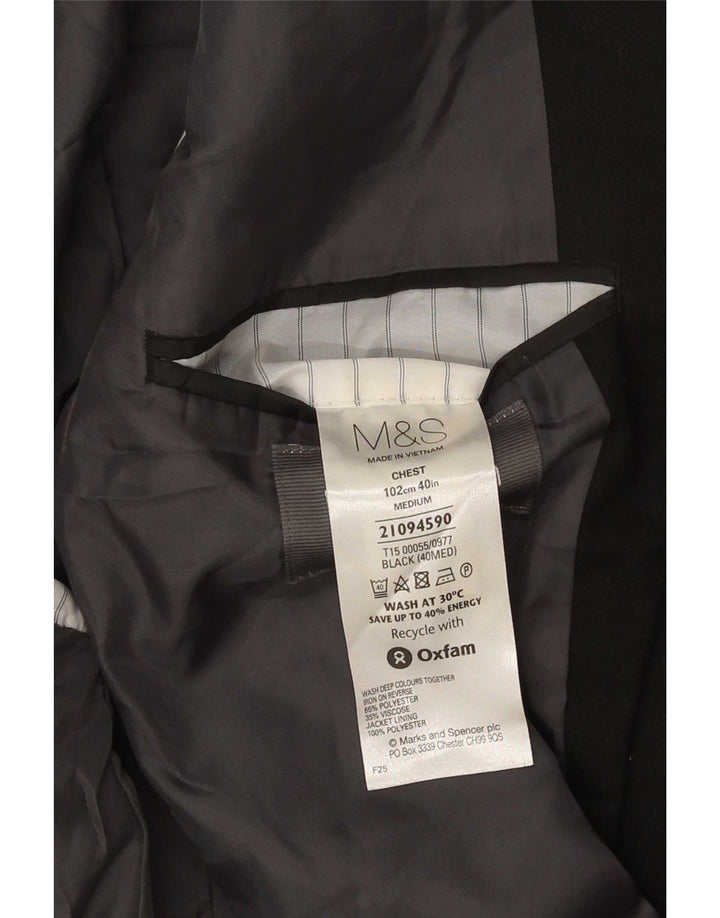 Marks & Spencer Chaqueta tipo blazer de 2 botones para hombre UK 40 Mediano Poliéster negro