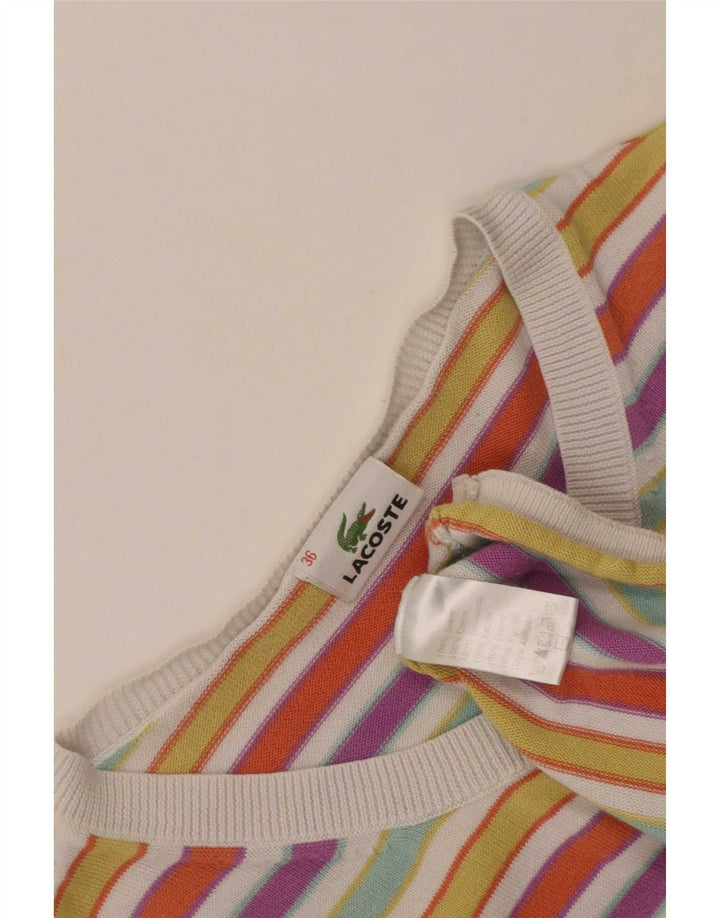 Lacoste - Cárdigan corto para mujer, talla 36, pequeño, multicolor, a rayas