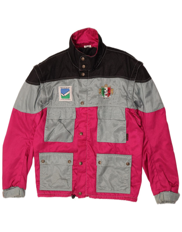 Vintage hombres chaqueta utilitaria Reino Unido 42 XL rosa colorblock poliamida