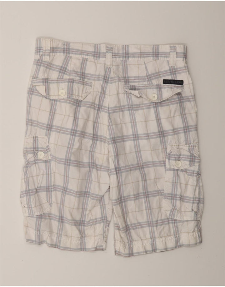 CALVIN KLEIN Shorts cargo para hombre W32 Algodón a cuadros blanco mediano