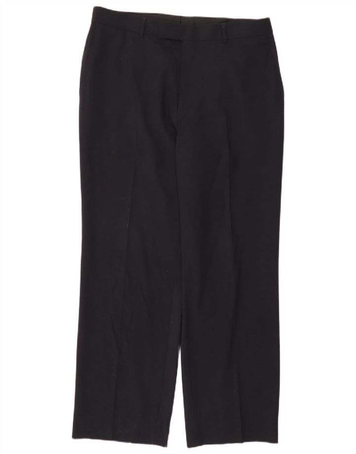 Pantalón de traje recto para mujer HUGO BOSS W34 L31 Lana virgen azul marino