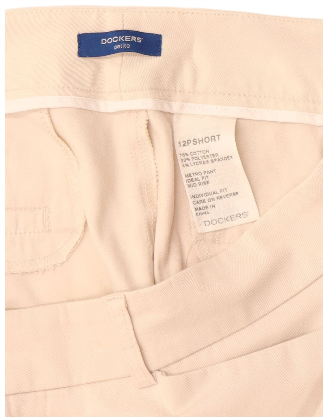 DOCKERS Pantalones casuales para mujer Petite Crop US 12 Large W34 L26 Beige