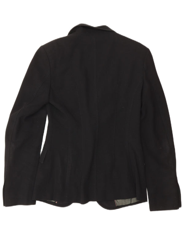 Chaqueta tipo blazer de 1 botón para mujer Jigsaw UK 8 Small Black Wool Classic