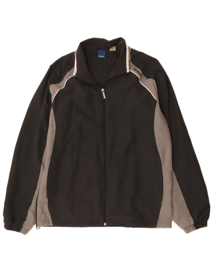 Reebok - Chaqueta de chándal para hombre, talla pequeña, color negro, poliéster