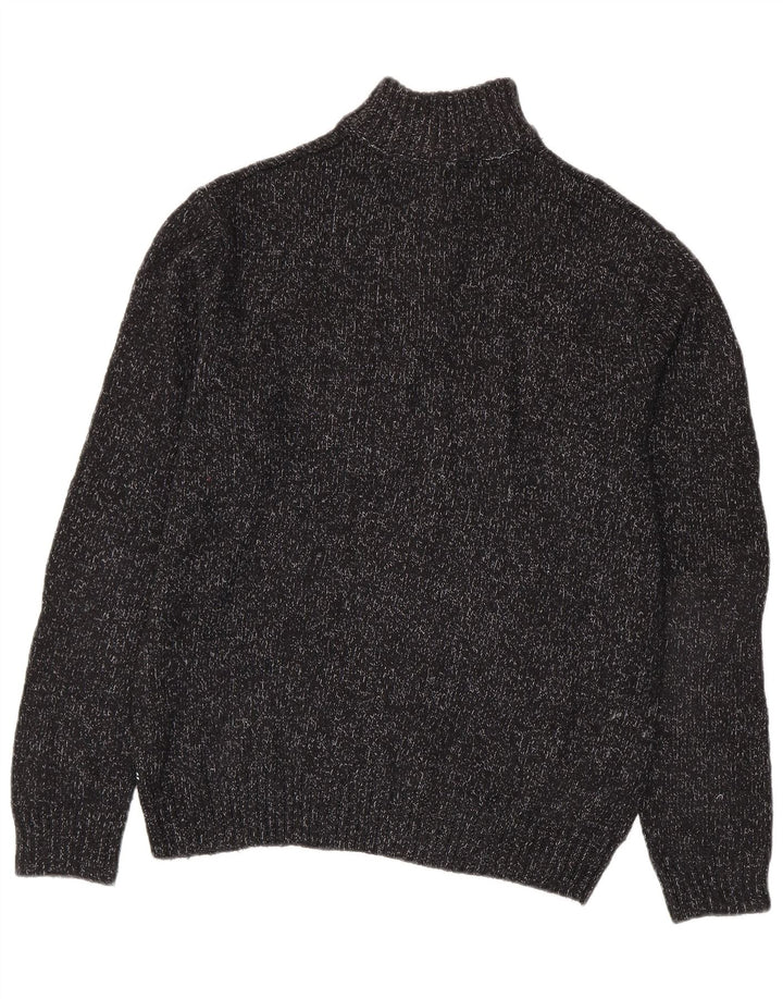CHAPS Suéter tipo jersey con cuello y cremallera para hombre Algodón moteado negro mediano