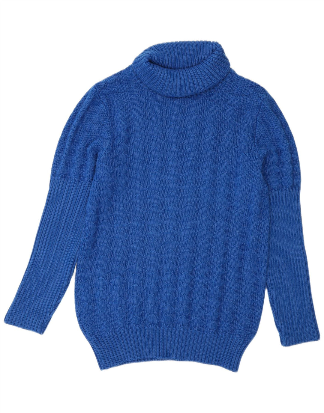 Vintage mujer rollo cuello jersey suéter Reino Unido 14 lana azul medio