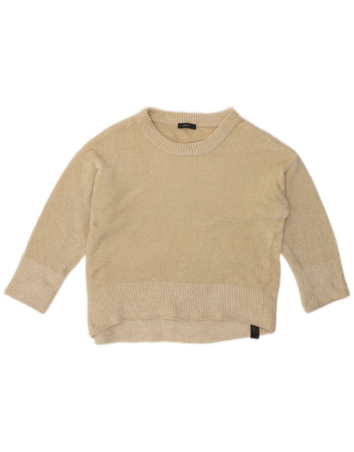 ZARA Jersey oversize con cuello barco para mujer, talla 40, talla M, color beige