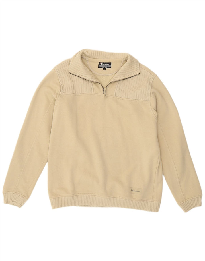 Champion Sudadera Con Cremallera Y Cuello Para Hombre Jersey Grande De Algodón Beige