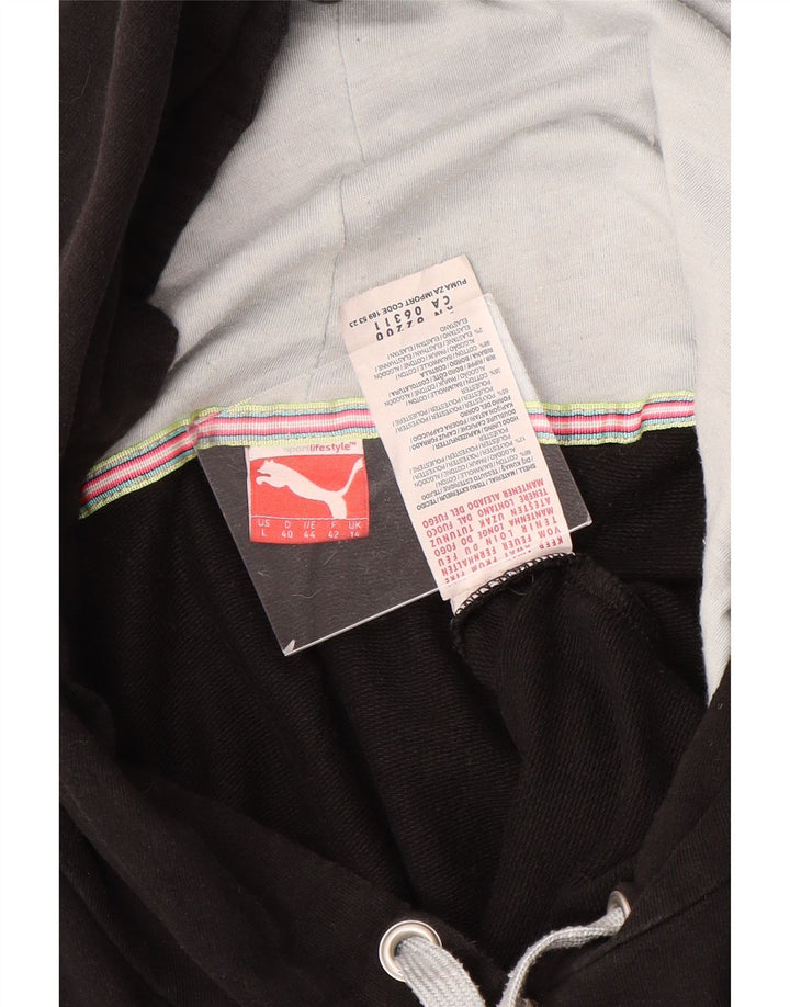 PUMA Suéter con capucha y cremallera gráfica para mujer Reino Unido 14 Mediano Algodón negro
