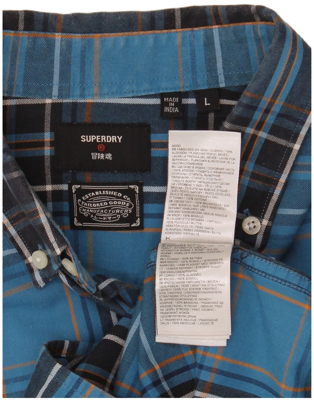 Superdry Camisa A Cuadros De Algodón A Cuadros Azul Grande