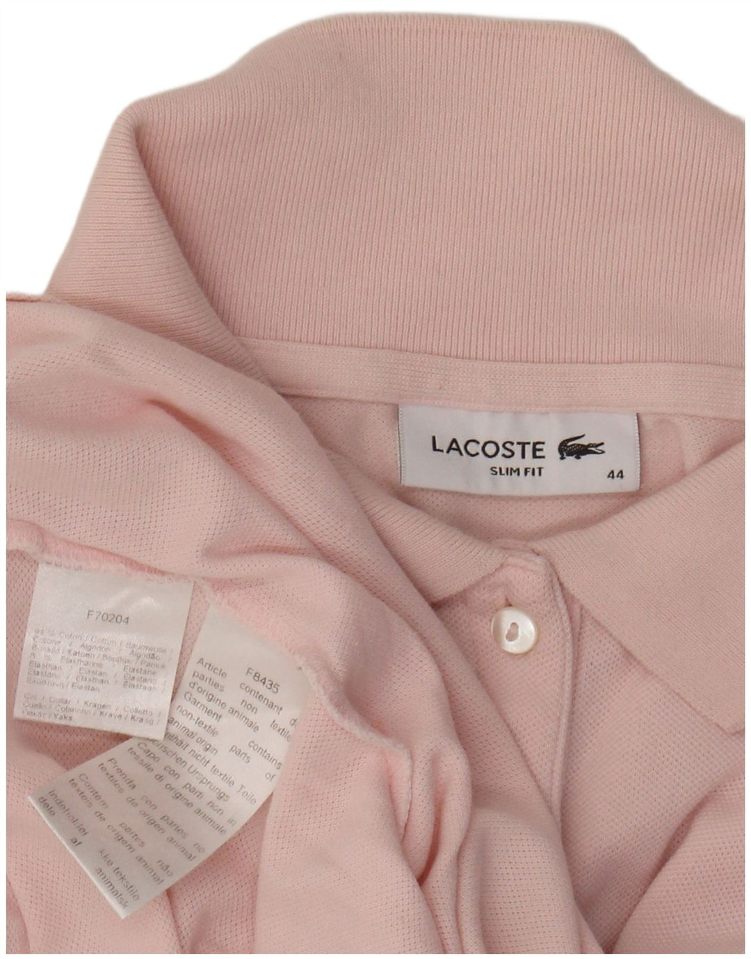 LACOSTE Polo de manga larga ajustado para mujer talla 44 algodón rosa grande