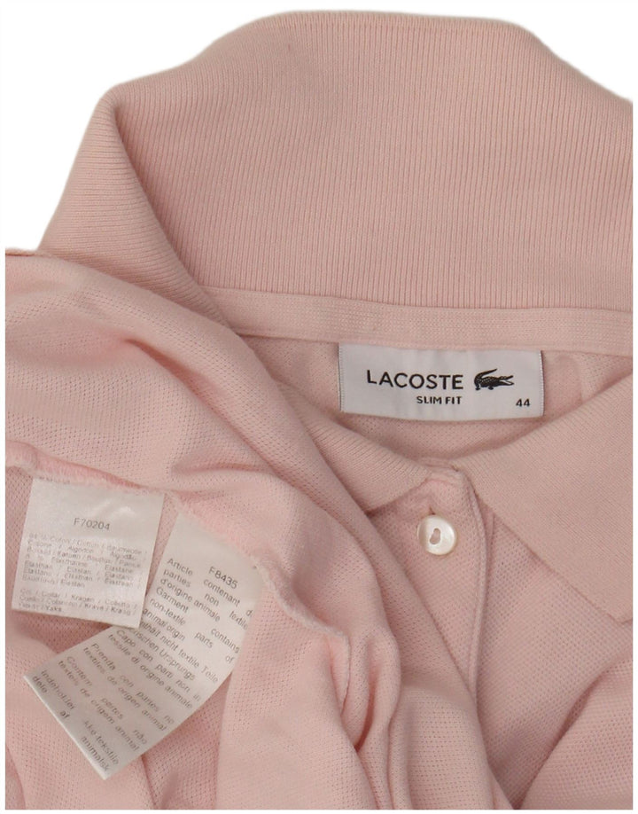 LACOSTE Polo de manga larga ajustado para mujer talla 44 algodón rosa grande