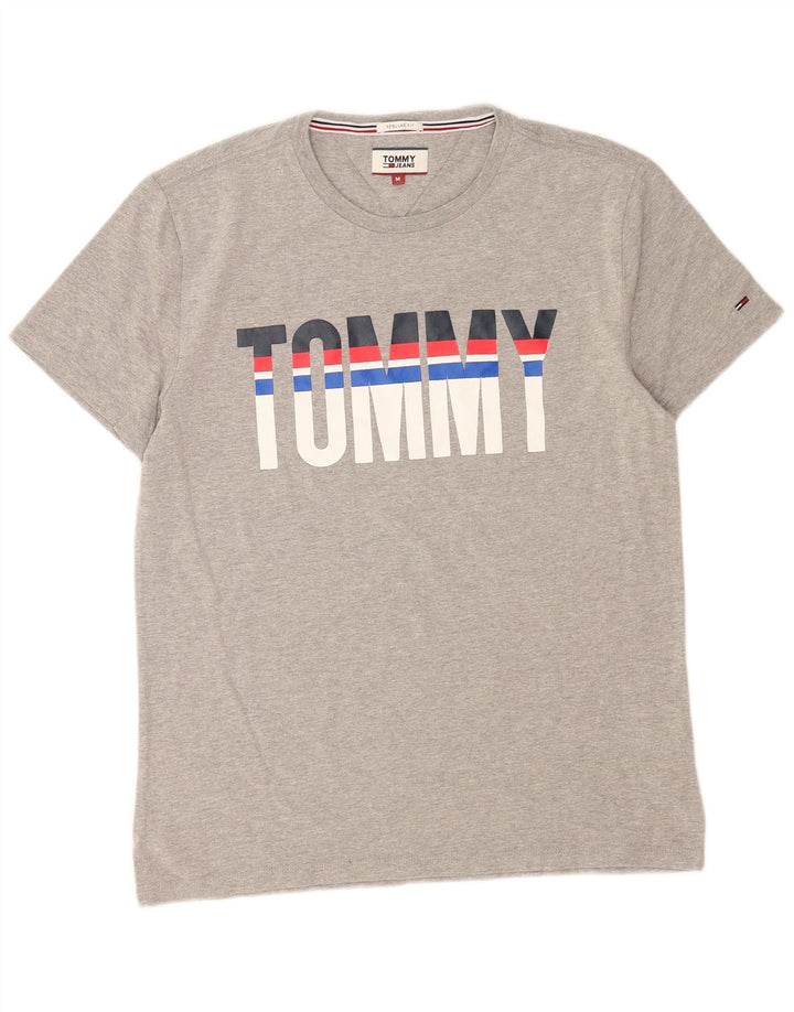 Tommy Hilfiger Camiseta con gráfico de ajuste regular para hombre Top de algodón gris medio