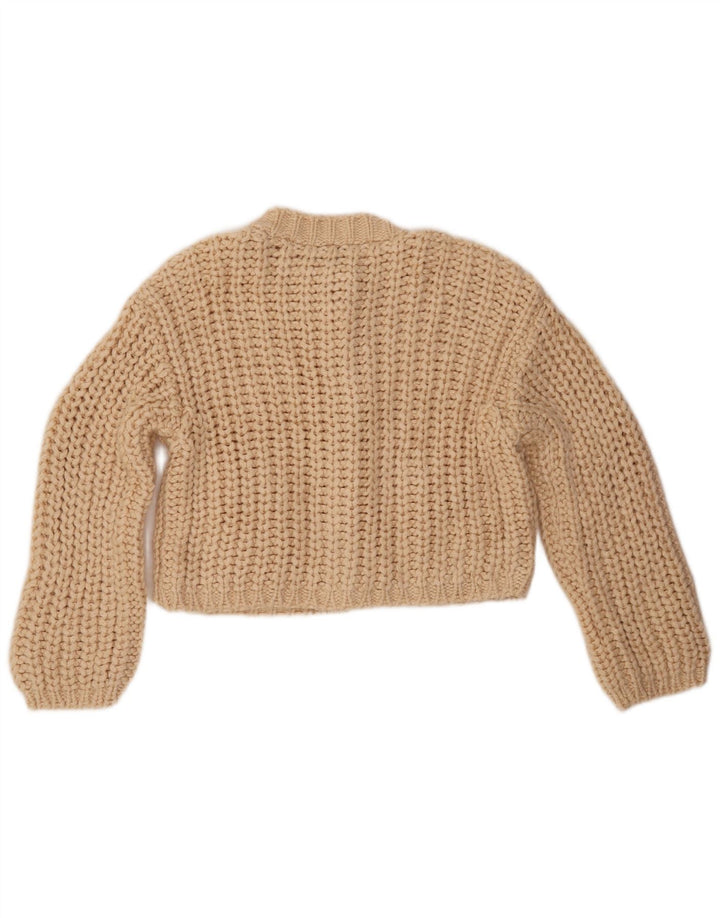 ZARA Suéter tipo cárdigan extragrande corto para mujer Reino Unido 10 Pequeño Acrílico beige