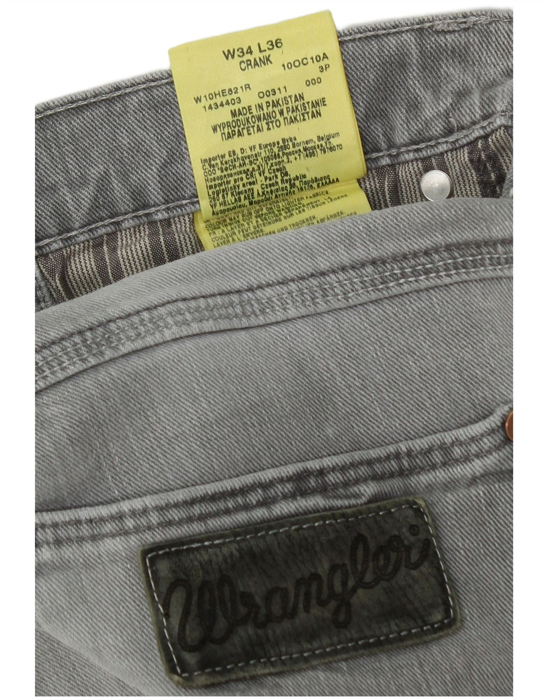 Wrangler Vaqueros rectos Crank para hombre W34 L36 Algodón gris