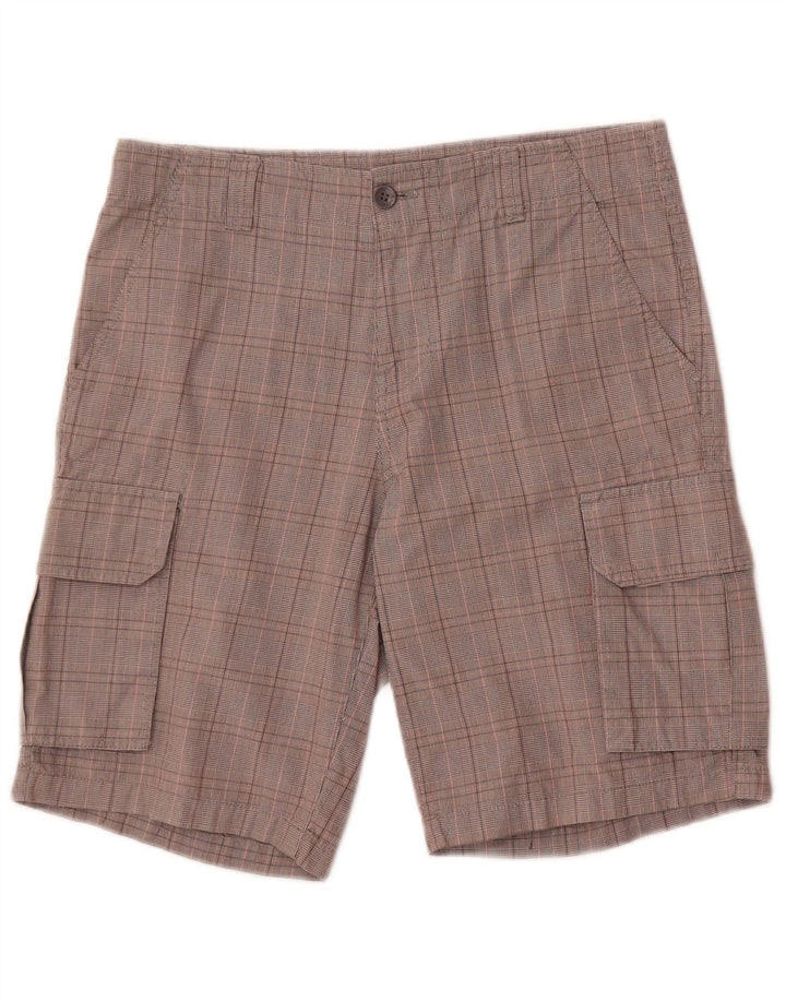 Kappa Pantalones cortos cargo de ajuste perfecto para hombre IT 46 Small W32 Algodón a cuadros gris