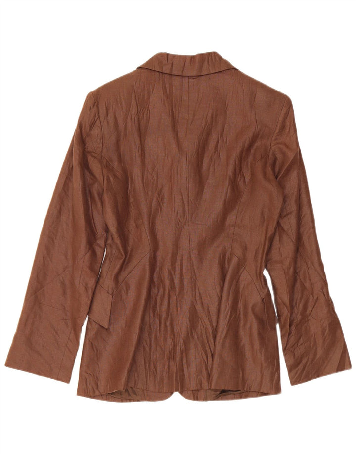 Vintage mujer 3 botones Blazer chaqueta Reino Unido 10 pequeño marrón