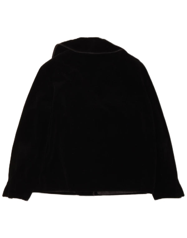 Vintage mujer 4 botones terciopelo Blazer chaqueta Reino Unido 14 grande negro