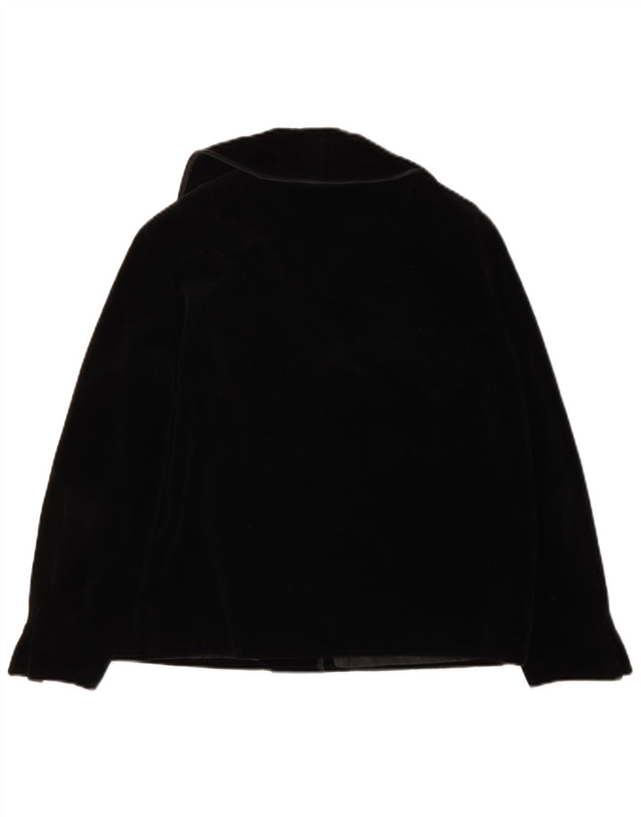 Vintage mujer 4 botones terciopelo Blazer chaqueta Reino Unido 14 grande negro