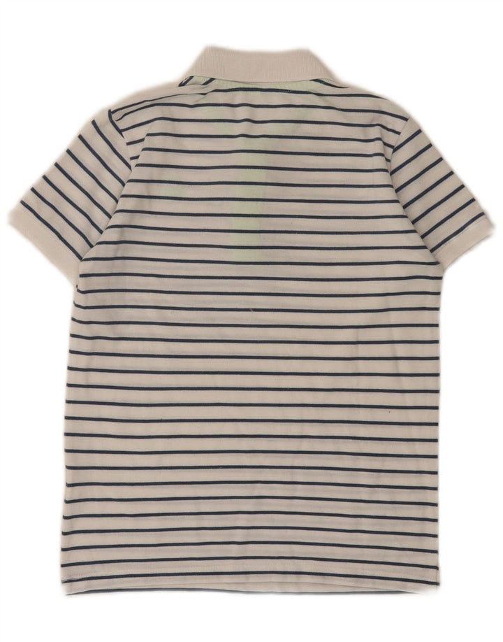 Benetton Polo para Niño 8-9 Años Grande Blanco Rayas Poliéster