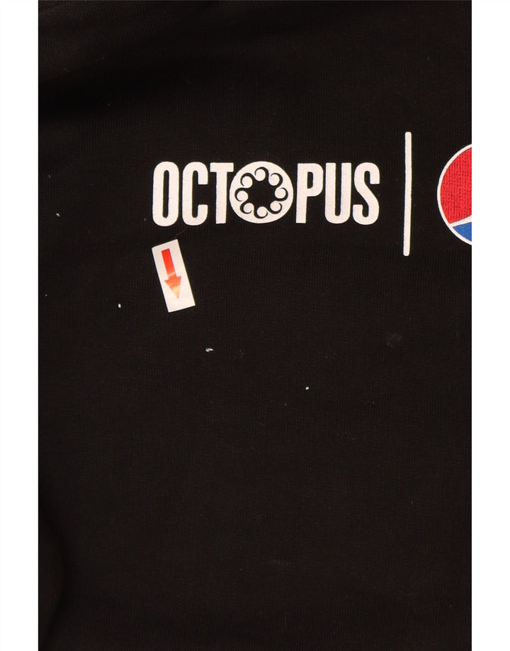 Octopus Jersey con capucha y gráfico para hombre de algodón negro mediano