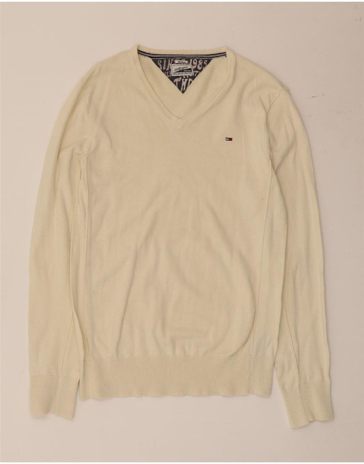 Tommy Hilfiger Jersey con Cuello en V para Hombre Algodón Beige Medio