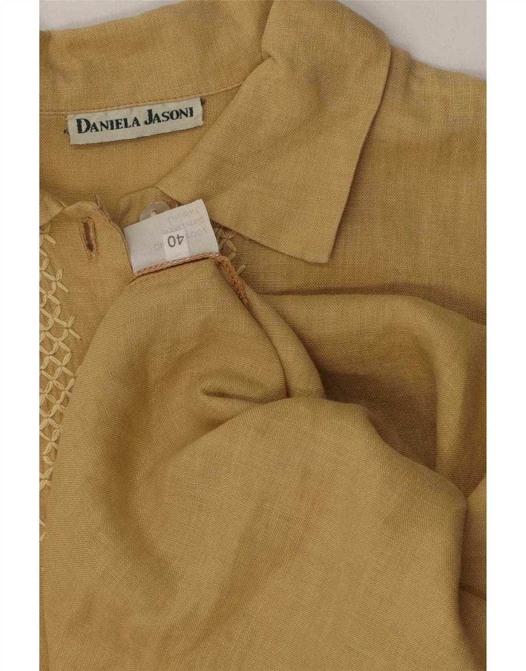 Daniela Jasoni Vestido largo para mujer IT 40 Small Beige Linen