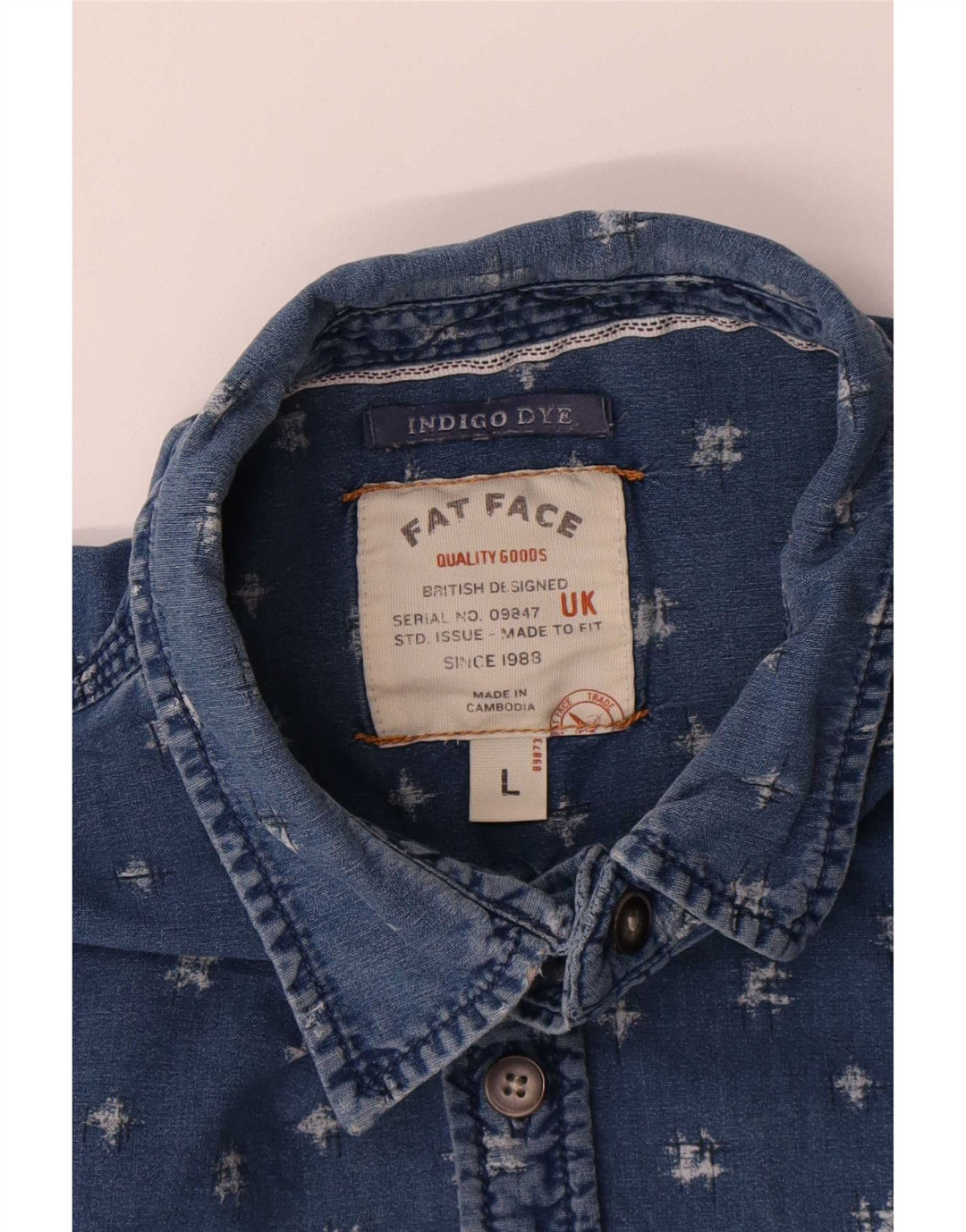 Camisa con estampado abstracto y tinte índigo para hombre de Fat Face Algodón azul grande