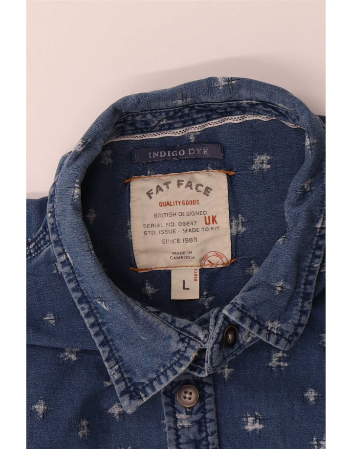 Camisa con estampado abstracto y tinte índigo para hombre de Fat Face Algodón azul grande