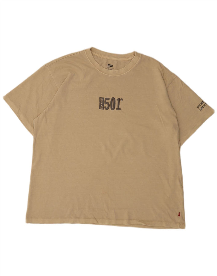 Levi's Hombre Camiseta Gráfica Top Grande Algodón Beige