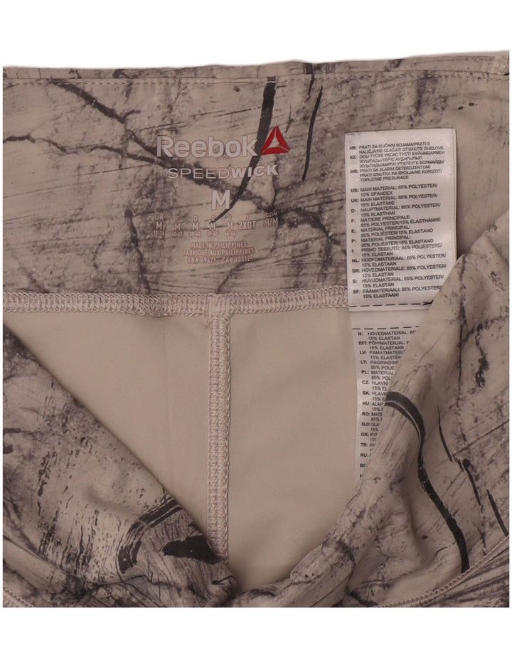 Leggings Reebok con estampado abstracto para mujer, talla 44, color gris medio